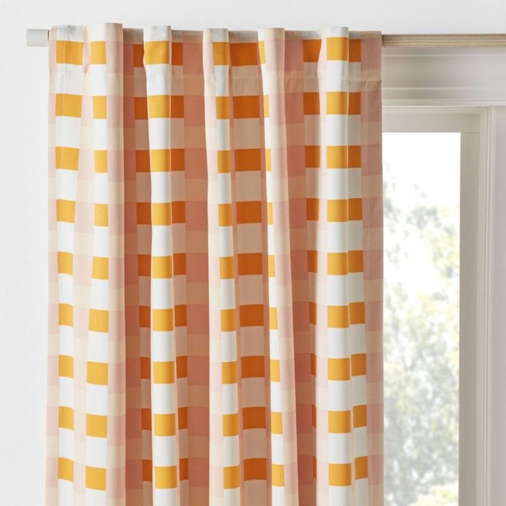 84" Checkered Pink Kids' Blackout Window Panel - Pillowfort